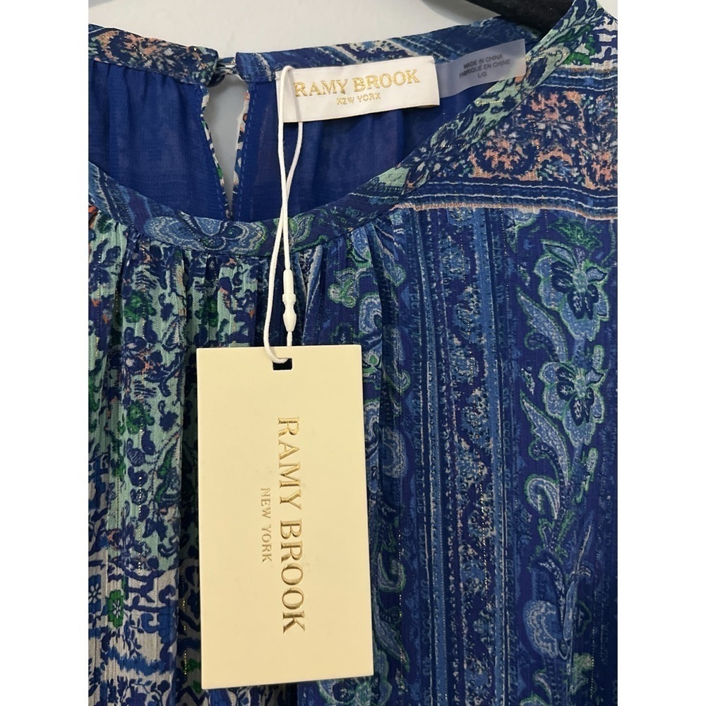 Ramy Brook Patchwork Printed Paris Dress Women’s Large Blue Sleeveless Mini - Picture 14 of 17